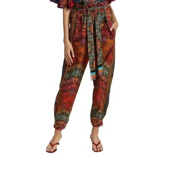 NWT Farm Rio Striped Paper Bag Pants Beaded Bohemian Aztec Tribal Tropical Pants - Picture 4 of 12